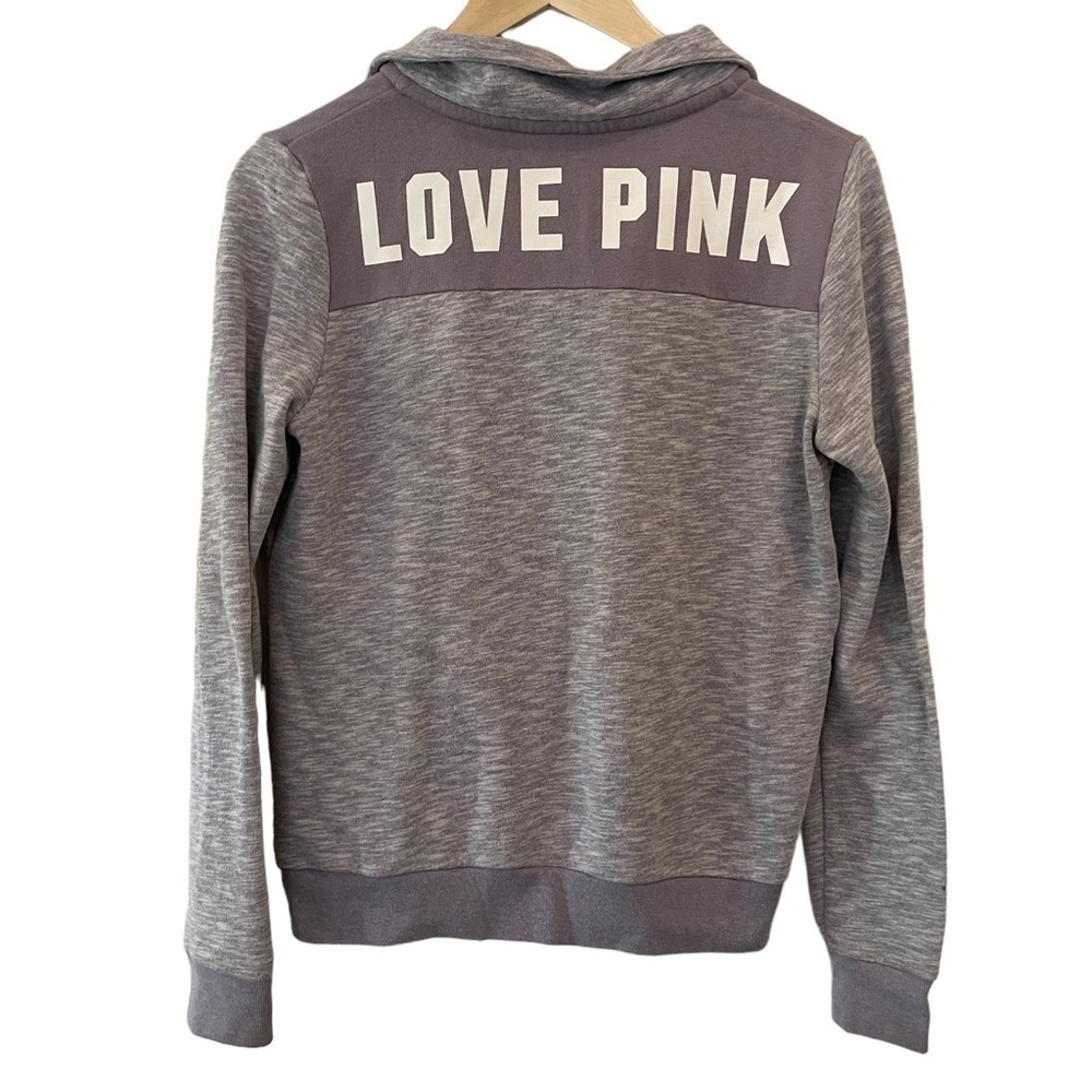 PINK by‎ Victoria’s Secret Lavender Quarter Zip Marbled Dog Logo Pullover